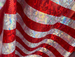 Load image into Gallery viewer, Half inch red Striped glass spandex 4  way stretch fabric by the yard
