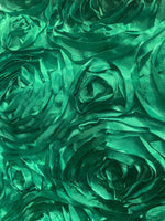 Load image into Gallery viewer, Kelly green satin Rosette 3D Flower fabric BY THE YARD 54" Wide

