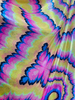 Load image into Gallery viewer, Tie dye pink Multi mystique on yellow stretch Spandex Fabric sold by the yard

