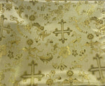 Load image into Gallery viewer, Gold with gold  Brocade cross floral Fabric By the Yard 54” wide
