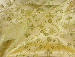 Load image into Gallery viewer, Dark Gold with gold  Brocade cross floral Fabric By the Yard 54” wide
