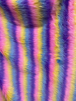 Load image into Gallery viewer, Rainbow colored faux fur, shaggy soft, colorful 60" inch wide  Upholstery Fabric by the yard
