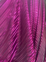 Load image into Gallery viewer, Fuchsia Metallic Accordion foil Pleated Polyester Fabric/Stretch Fabric/Light Weight/ 58 Inches Wide.
