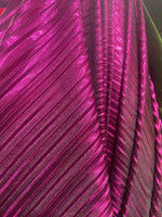 Load image into Gallery viewer, Fuchsia Metallic Accordion foil Pleated Polyester Fabric/Stretch Fabric/Light Weight/ 58 Inches Wide.
