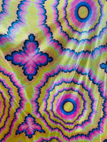 Load image into Gallery viewer, Tie dye pink Multi mystique on yellow stretch Spandex Fabric sold by the yard
