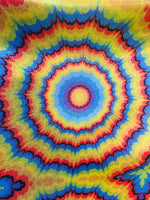 Load image into Gallery viewer, Tie dye blue Multi mystique on yellow stretch Spandex Fabric sold by the yard
