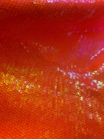 Load image into Gallery viewer, Iridescent Orange sequin glitz on stretch polyeste 2-way 58/60” wide

