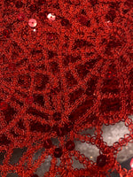 Load image into Gallery viewer, Red Chain sequin chemical web Lace 54" wide Fabric Sold By Yard table runner dress
