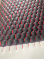 Load image into Gallery viewer, Black egg Quilted  red stitching auto headliner fabric with Foam Backing Upholstery 52" Wide

