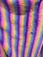 Load image into Gallery viewer, Rainbow colored faux fur, shaggy soft, colorful 60" inch wide  Upholstery Fabric by the yard
