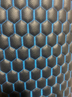 Load image into Gallery viewer, Black egg Quilted blue stitching auto headliner fabric with Foam Backing Upholstery 52" Wide
