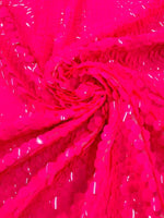 Load image into Gallery viewer, Neon Hot Pink Round Sequin Paillette On A Fuchsia Mesh Fabric/ 54 Inches Wide
