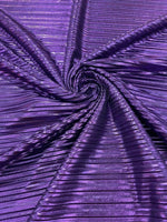 Load image into Gallery viewer, Purple Metallic Accordion foil Pleated Polyester Fabric/Stretch Fabric/Light Weight/ 58 Inches Wide.
