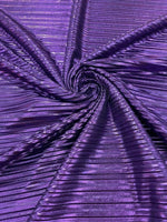 Load image into Gallery viewer, Purple Metallic Accordion foil Pleated Polyester Fabric/Stretch Fabric/Light Weight/ 58 Inches Wide.
