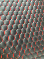 Load image into Gallery viewer, Black egg Quilted  red stitching auto headliner fabric with Foam Backing Upholstery 52" Wide
