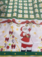 Load image into Gallery viewer, Santa Claus Christmas checkered Polyester Poly poplin tablecloth, linens, Fabric By The Yard 58"/60

