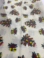 Load image into Gallery viewer, Christmas ornaments on ivory Polyester Poly poplin tablecloth, linens, Fabric By The Yard 58"/60
