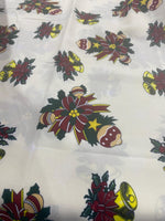 Load image into Gallery viewer, Christmas ornaments on ivory Polyester Poly poplin tablecloth, linens, Fabric By The Yard 58"/60
