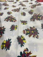 Load image into Gallery viewer, Christmas ornaments on ivory Polyester Poly poplin tablecloth, linens, Fabric By The Yard 58"/60
