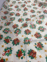 Load image into Gallery viewer, Christmas ornaments gifts on ivory Polyester Poly poplin tablecloth, linens, Fabric By The Yard 58"/60
