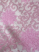 Load image into Gallery viewer, Pink Jacquard damask light weight multi purpose fabric by the yard
