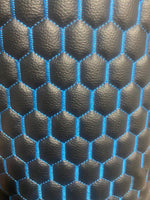 Load image into Gallery viewer, Black egg Quilted blue stitching auto headliner fabric with Foam Backing Upholstery 52" Wide
