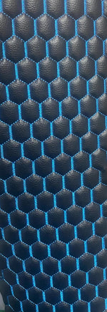Load image into Gallery viewer, Black egg Quilted blue stitching auto headliner fabric with Foam Backing Upholstery 52" Wide
