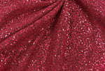 Load image into Gallery viewer, Red Metallic Tinsel 2 way Stretch Lurex Fabric With Sequins/58 Wide
