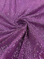 Load image into Gallery viewer, Purple Metallic Tinsel 2 way Stretch Lurex Fabric With Sequins/58 Wide
