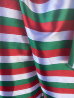 Load image into Gallery viewer, Candy cane striped charmuse 1” multi color fabric 60” sold by the yard
