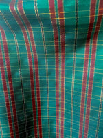 Load image into Gallery viewer, Taffeta Holiday Plaid - Hunter Green, Cranberry, Gold - Christmas Metallic  Fabric 58"" by The Yard
