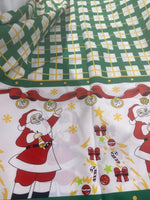 Load image into Gallery viewer, Santa Claus Christmas checkered Polyester Poly poplin tablecloth, linens, Fabric By The Yard 58"/60
