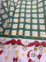 Load image into Gallery viewer, Santa Claus Christmas checkered Polyester Poly poplin tablecloth, linens, Fabric By The Yard 58"/60
