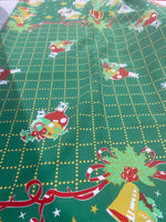 Load image into Gallery viewer, Angels, mistletoe, Christmas checkered Polyester Poly poplin tablecloth, linens, Fabric By The Yard 58"/60
