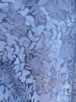 Load image into Gallery viewer, White embroidery floral lace with with Sequins all over Sheer fabric 54” wide
