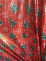Load image into Gallery viewer, Christmas Tree mystique green red Spandex 4 way stretch 58" wide
