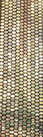 Load image into Gallery viewer, Gold Honeycomb Mirror Sequins Spandex, 58/60 inch wide

