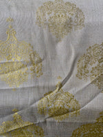 Load image into Gallery viewer, 1 yard Gold  floral damask embroidered linen fabric per yard 54” wide
