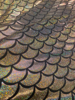 Load image into Gallery viewer, 4-Way Stretch Gold mystique Mermaid  Spandex Metallic foil scales Fabric by the yard

