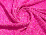 Load image into Gallery viewer, Hot pink Sequin on Stretch Velvet 4-Way stretch fabric by the yard 60" Wide
