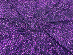Load image into Gallery viewer, Purple Sequin on Stretch Velvet 4-Way stretch fabric by the yard 60" Wide
