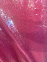Load image into Gallery viewer, Clear Sequin on fuchsia Mesh Fabric By The Yard 54” wide
