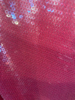 Load image into Gallery viewer, Clear Sequin on fuchsia Mesh Fabric By The Yard 54” wide
