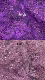Load image into Gallery viewer, Mesh Embroidery metallic Corded Lace With Sequins, Non-stretch, Sells by the yard 54” wide

