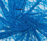 Load image into Gallery viewer, Turquoise Vintage Stretch Floral Lace fabric 4 way  By The Yard
