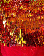 Load image into Gallery viewer, Red iridescent Swords Design Sequins Costume Craft Fabric by The Yard.
