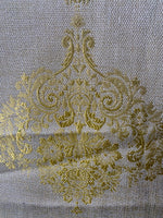 Load image into Gallery viewer, 1 yard Gold  floral damask embroidered linen fabric per yard 54” wide
