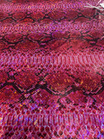 Load image into Gallery viewer, Fuchsia metallic python Nylon Spandex By The Yard Fabric Muti Color Snake Fabric 4 Way Stretch, Fabric 60” wide
