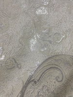 Load image into Gallery viewer, Off white /Silver Jacquard paisley light weight multi purpose fabric by the yard
