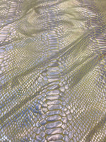 Load image into Gallery viewer, Yellow foil Snake design on a stretch spandex fabric-Sold by the yard.
